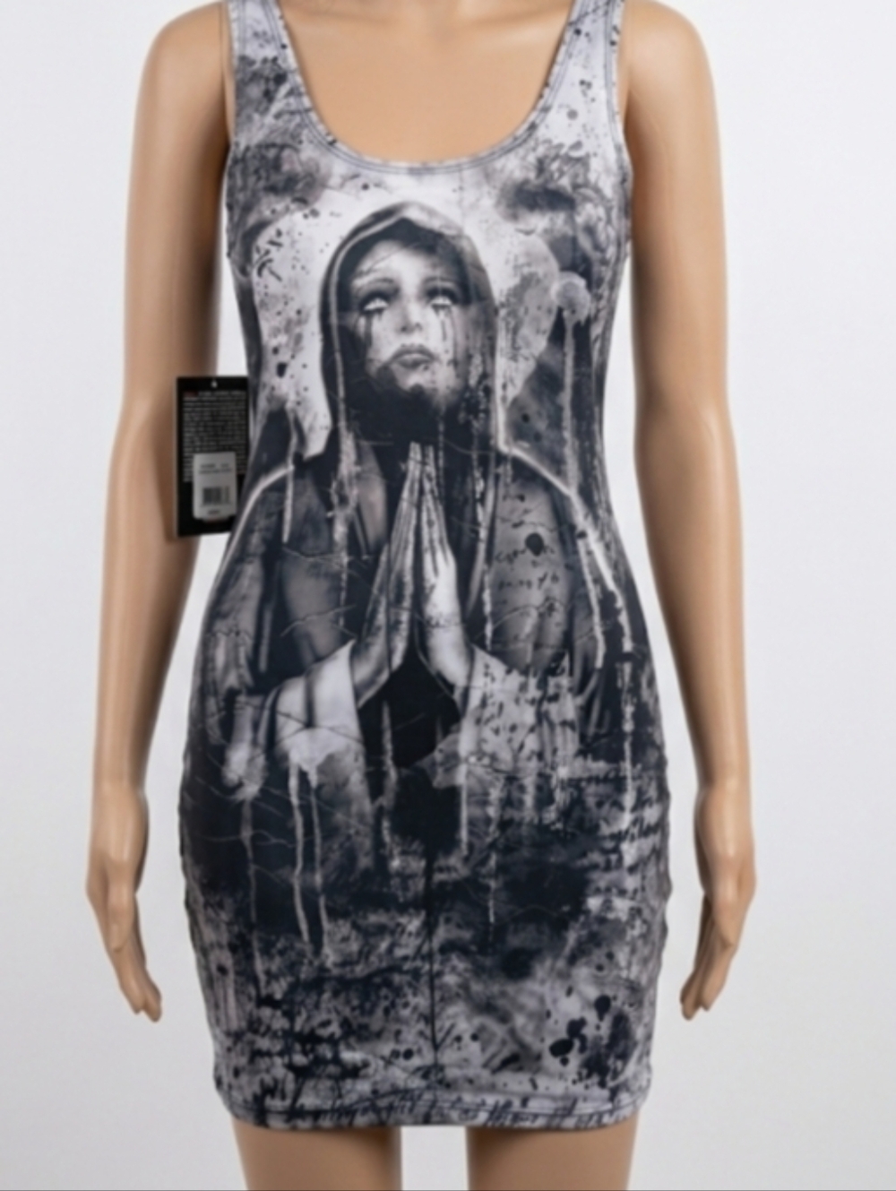 Affliction NWT Mourning Black & White Graphic Tank Dress Y2K Streetwear Large